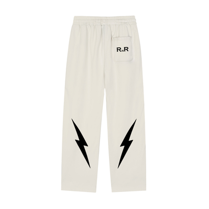 RNR Lightning Bolt Reflection Striped Sweatpants - CREAM