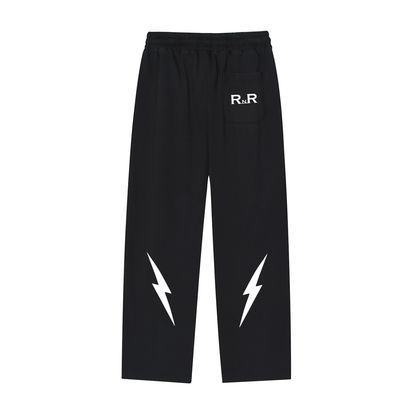 RNR Lightning Bolt Reflection Striped Sweatpants - BLACK